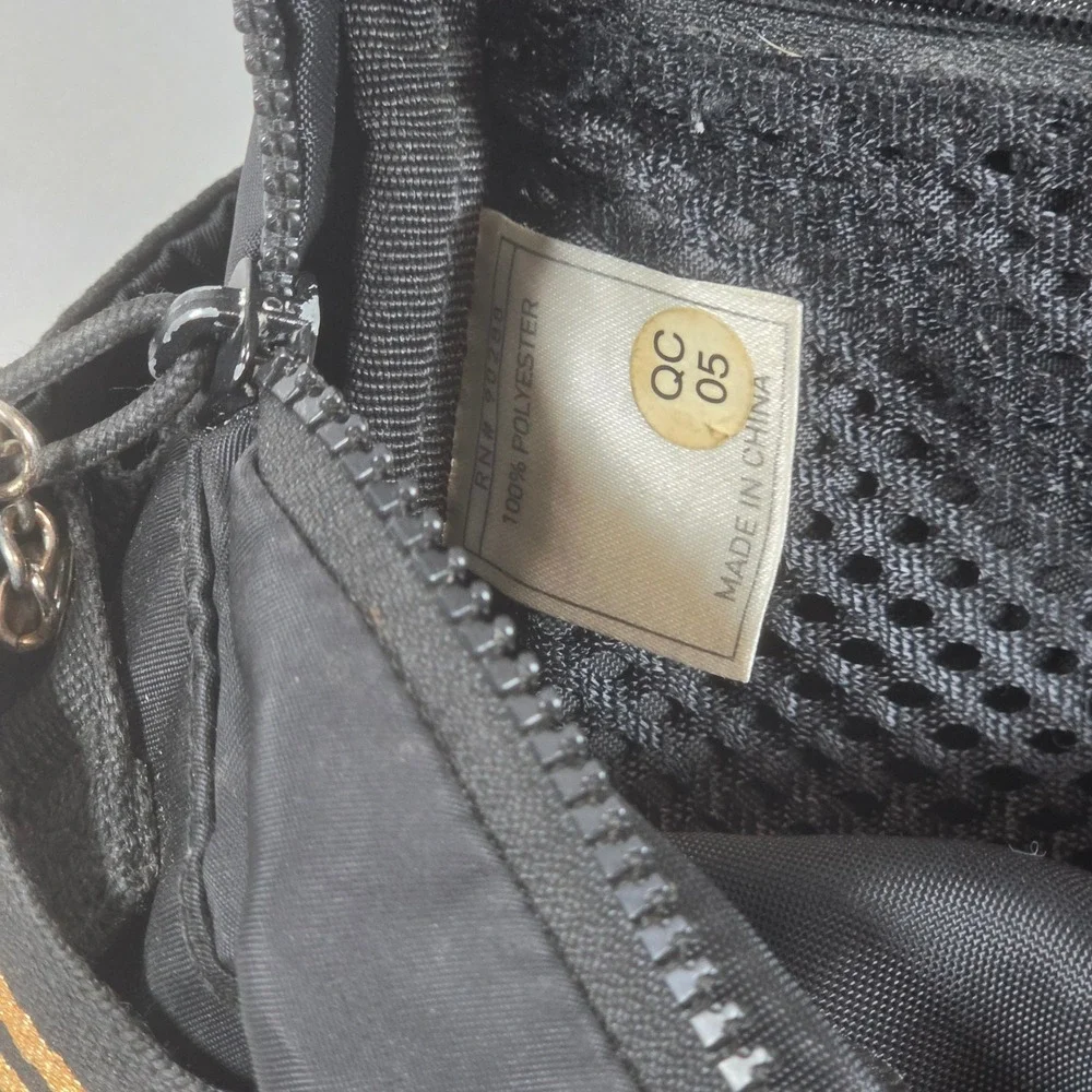 Adidas Backpack Black Gold Metallic 3 Stripe Quilted Back Sporty School Bag